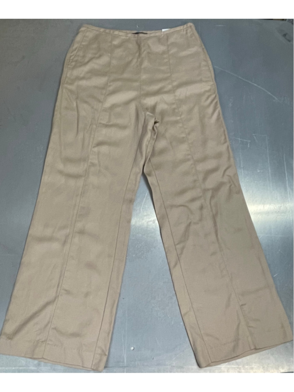 NWT Ann Taylor Beige High Rise Linen Blend Wide-Leg Trousers Size 12
